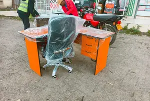 L Shep Desk With Leather Office Chair