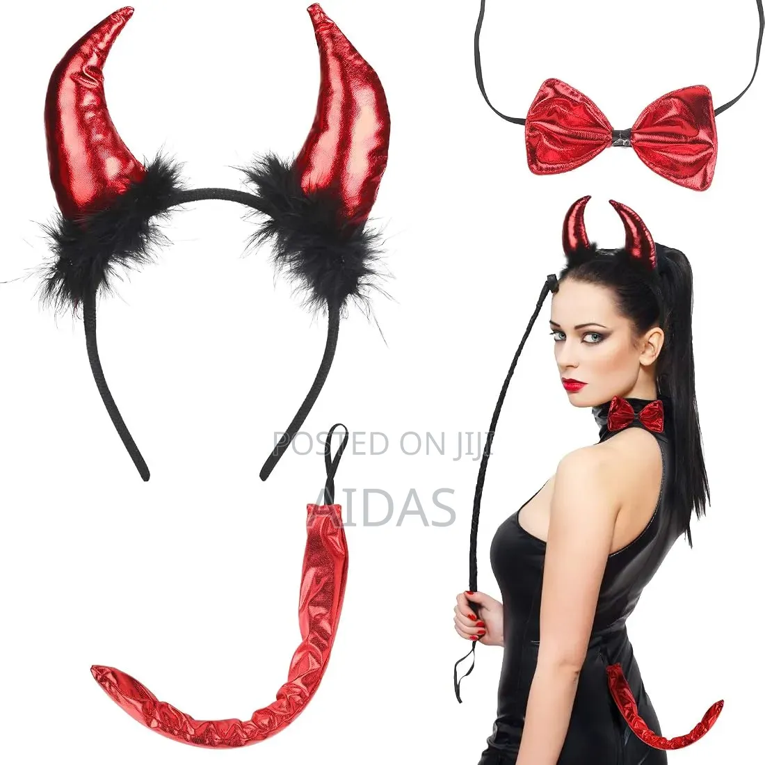 3 PCS Devil Horns Headband With Fork Devil Halloween