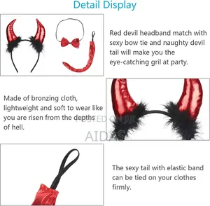 3 PCS Devil Horns Headband With Fork Devil Halloween