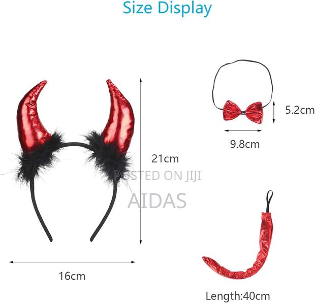 3 PCS Devil Horns Headband With Fork Devil Halloween - thumbnail 3