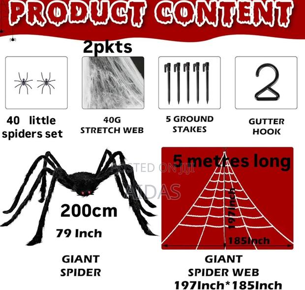 Halloween Spider Web Decorations - Giant Spider Haunted House Décor - thumbnail 2