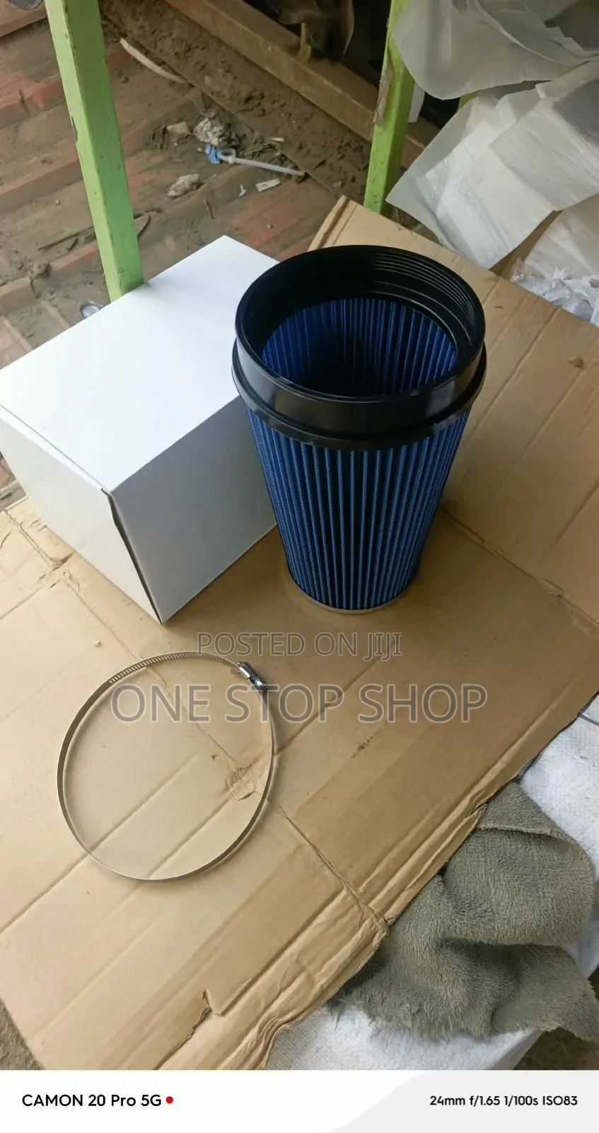 6" Air Filter With Clamp for Securing Filter Into Intake Pipe