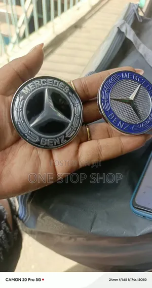 Replacement MercedesBenz Flat Hood Badge With Chrome&blue/Black Design