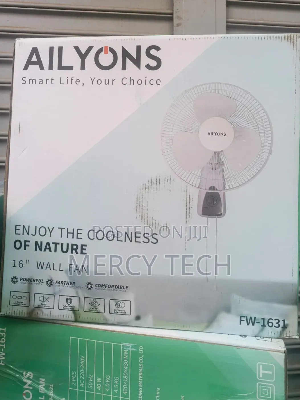 Ailyons 16" Wall Fan (4-Piece Box)