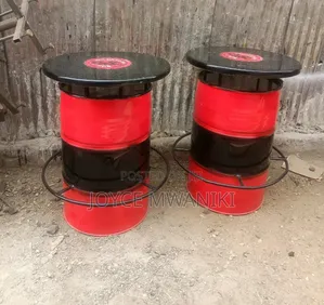 Red and Black , Custom Bar Drum Tables, With Branded Marble Top