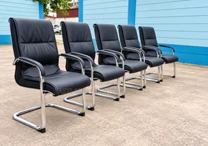 Modern Black Leather Visitor Office Chairs With Chrome