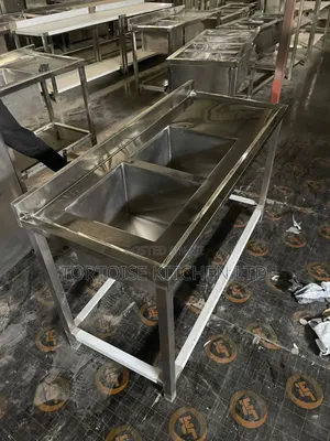 Stainless Steel Commercial Double Sink Two Bowls Size 150cm by 56cm