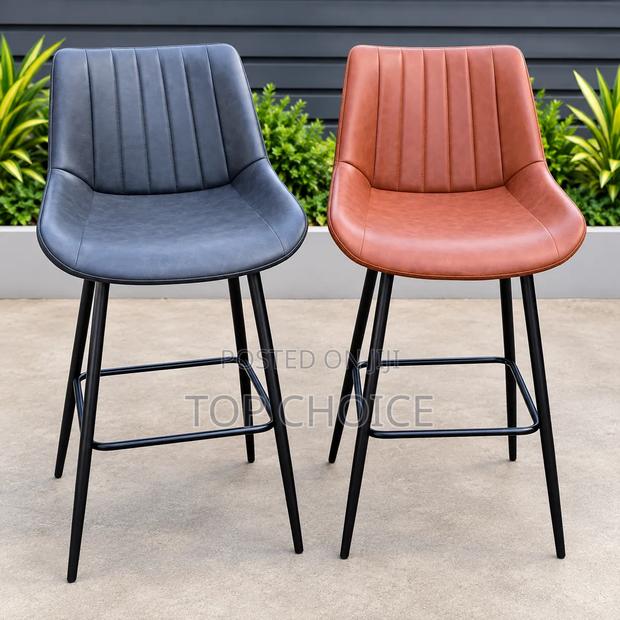Stylish Kitchen Island Bar Chairs – Brown and Grey - main view