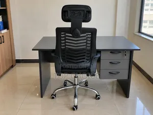 Multi Colored Office Desk With Swivel Mesh Chair