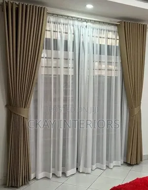 Beige and Pink, Good Quality Material for Window Curtains