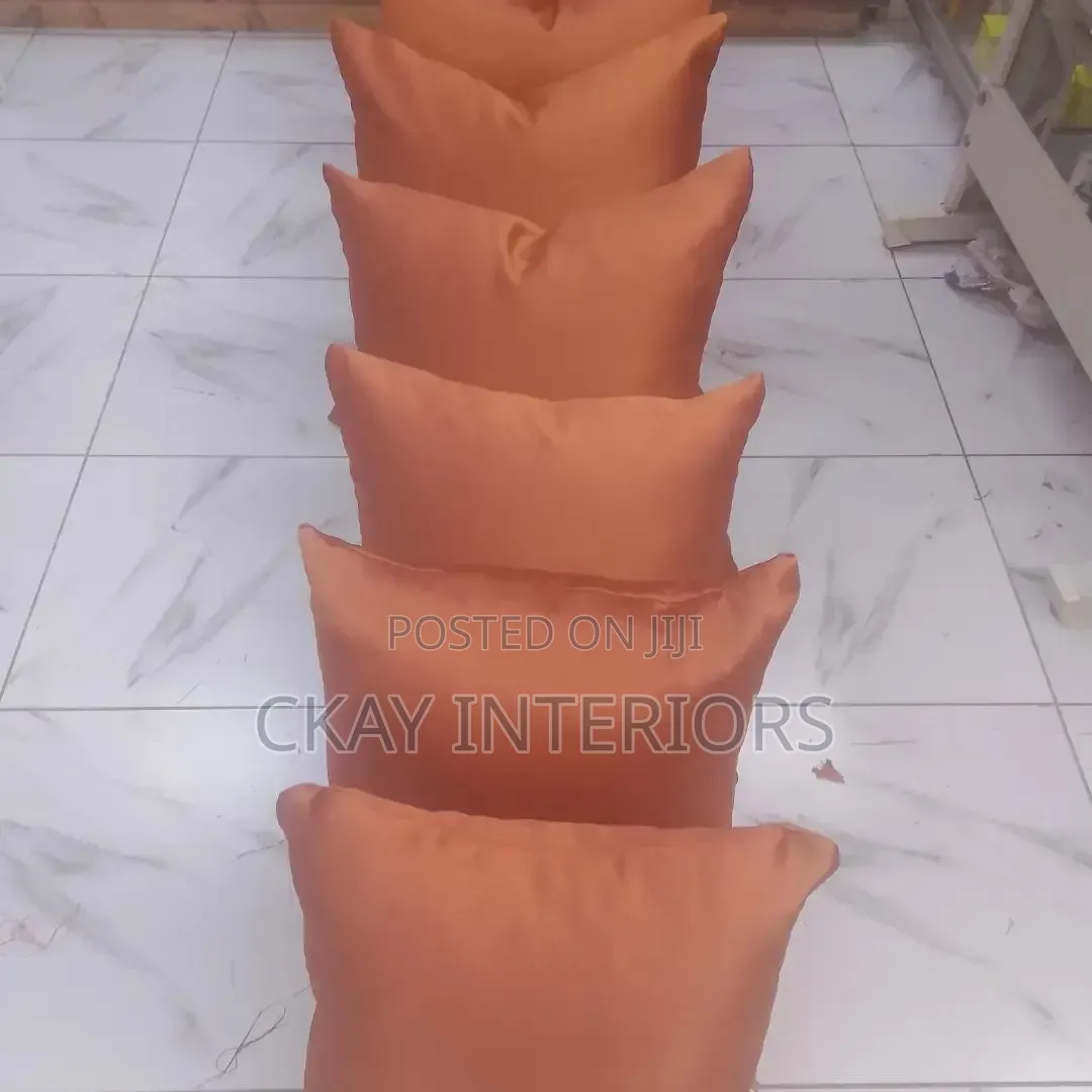 Orange and Off White Seat Decorative Throw Pillows