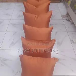 Orange and Off White Seat Decorative Throw Pillows