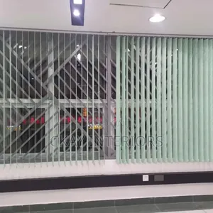 White and Light Green Office Window Vertical Blinds