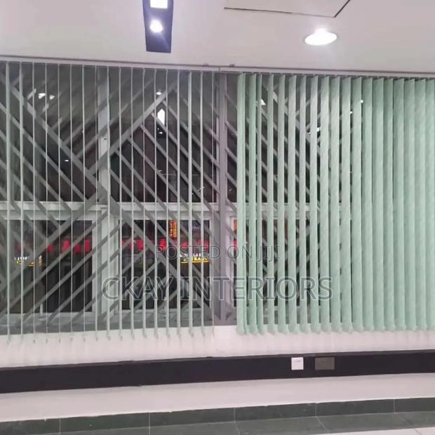 White and Light Green Office Window Vertical Blinds - main view