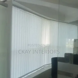 White and Light Green Office Window Vertical Blinds