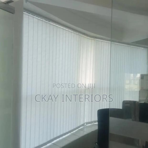 White and Light Green Office Window Vertical Blinds - thumbnail 2