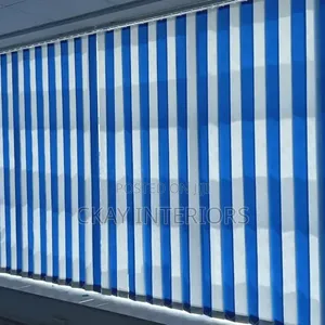 Green Plain, Blue With White Vertical Blinds