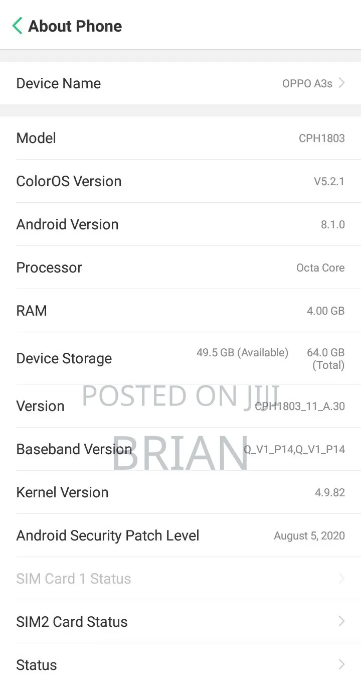 Oppo A3s 64 GB Blue