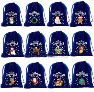 Christmas Velvet Graphics Printed Gift Pouch