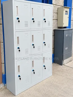Modern 9-Door Steel Storage Locker Cabinet With Individual Locks