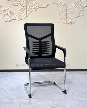 Black Mesh Visitor Office Chair With Chrome Sled Base