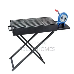 Outdoor Camping Folding Barbecue Grill With Manual Air Blower