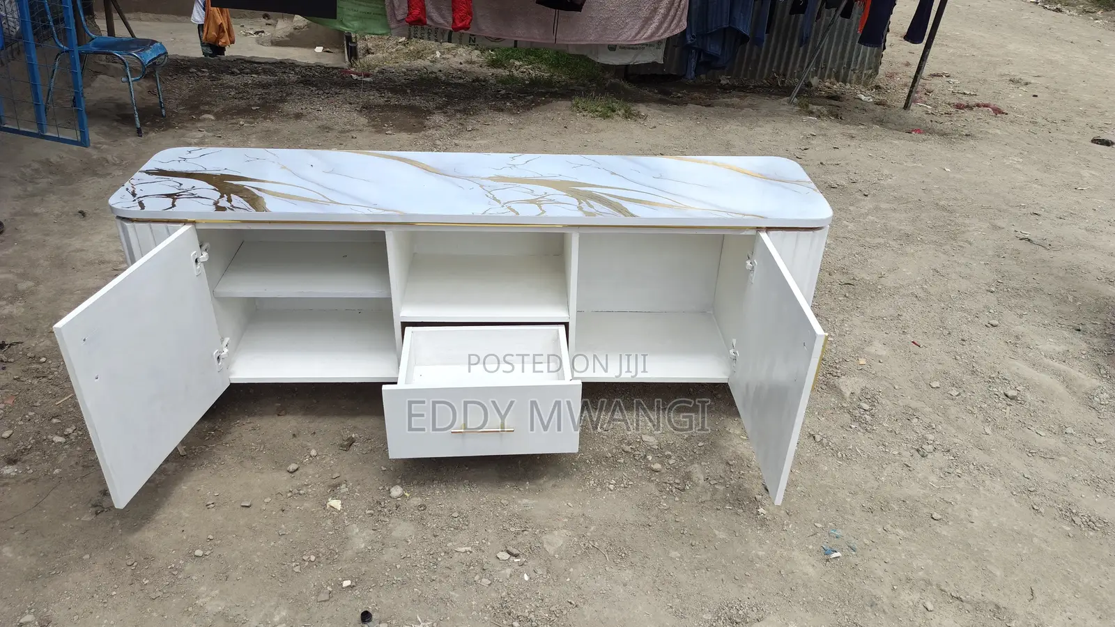 6ft Marble TV Stand