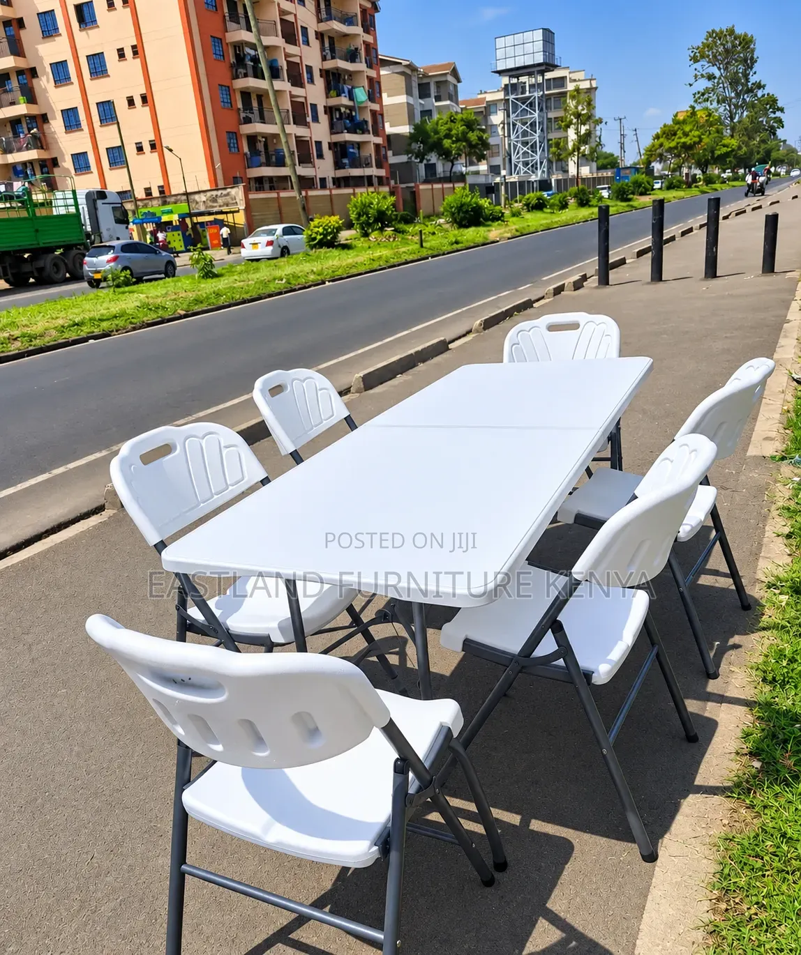Modern White Rectangular Dining Table Set With 6 Chairs