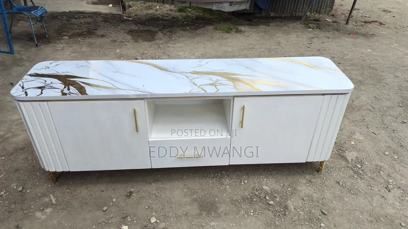 6ft Marble TV Stand
