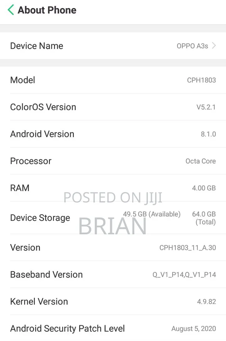 Oppo A3s 64 GB Blue
