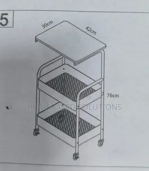 42*30x76cm Wooden Top Double Mesh Trays Trolley Rack