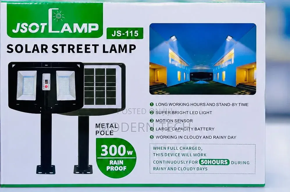 JSOT Lamp 300W Solar Street Light With Motion Sensor, Remote Control
