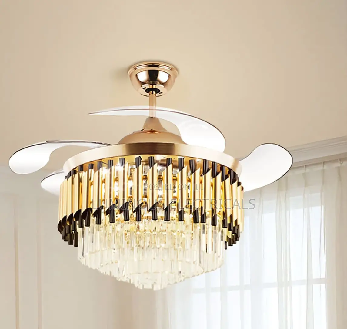 Smart Bluetooth LED Crystal Chandelier Fan With Remote Control