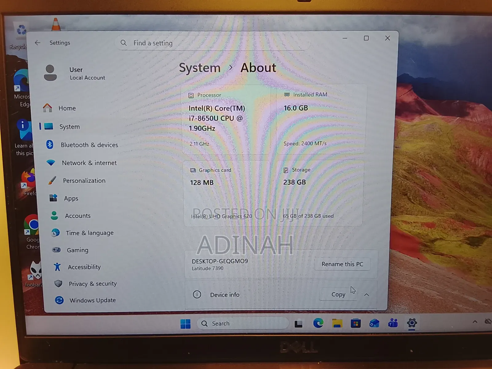 Laptop Dell Latitude 7390 16GB Intel Core i7 SSD 256GB