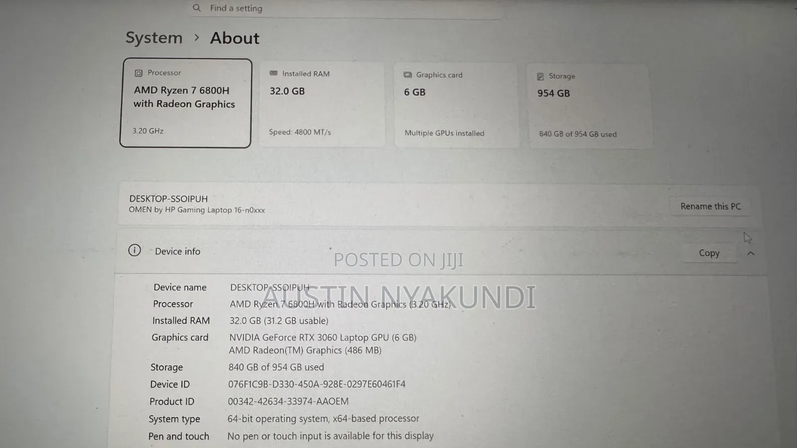 Laptop HP Omen 16 32GB AMD Ryzen 7 SSD 1T