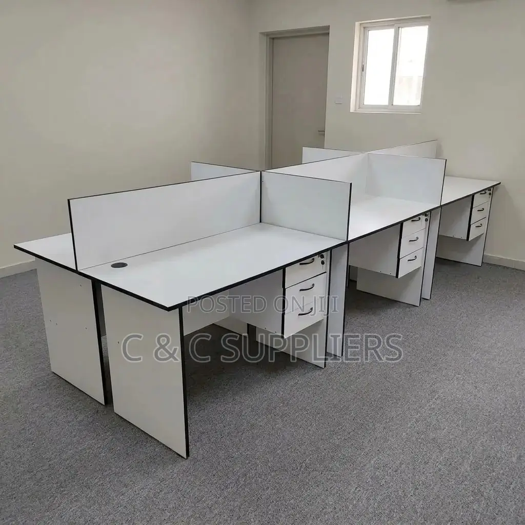 White Custom 6-Seater Workstation Desk