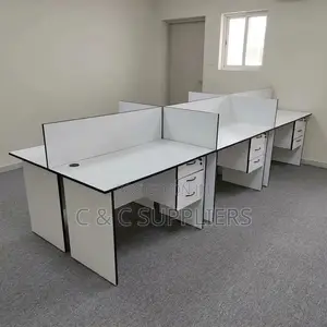 White Custom 6-Seater Workstation Desk