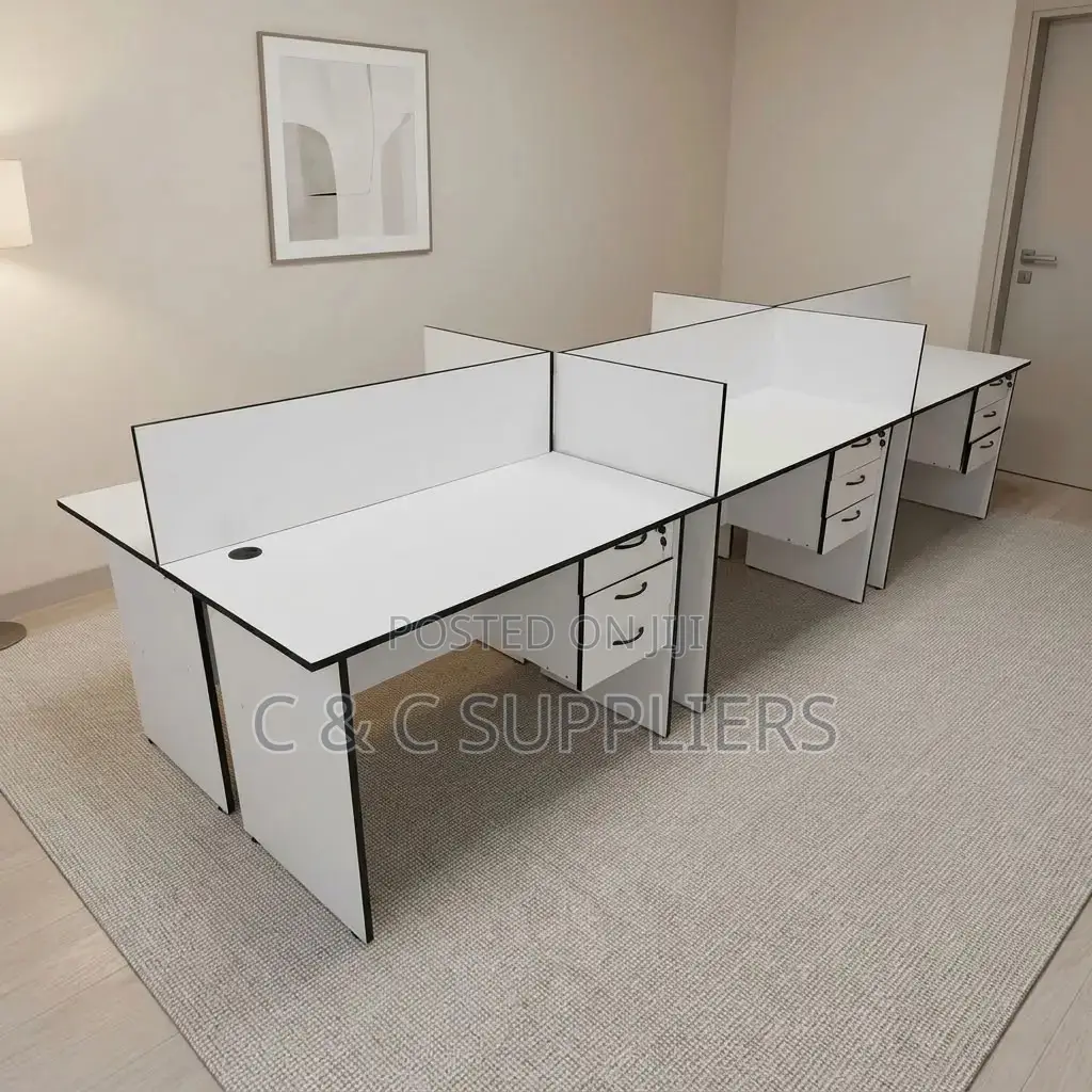 White Custom 6-Seater Workstation Desk