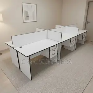 White Custom 6-Seater Workstation Desk