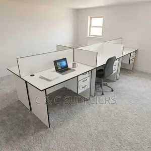 White Custom 6-Seater Workstation Desk