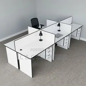 White Custom 6-Seater Workstation Desk