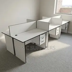 White Custom 6-Seater Workstation Desk