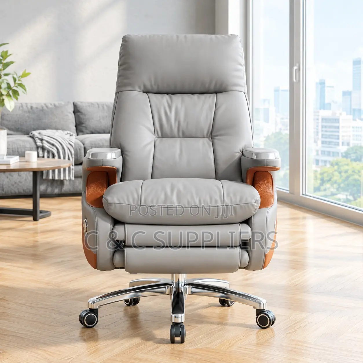 Leather Manager's Footrest Char