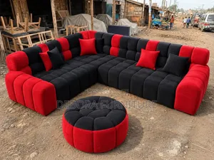 Red and Black L Seater