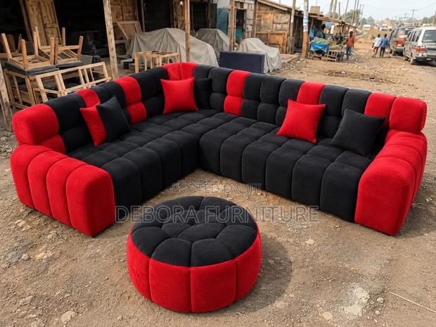 Red and Black L Seater - thumbnail 2
