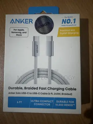 Anker Zolo USB-C to USB-C Cable (2m, 240w) White (6ft)