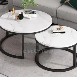 New Luxury 2-in-1 Marble Nesting Tables (Black Stand)
