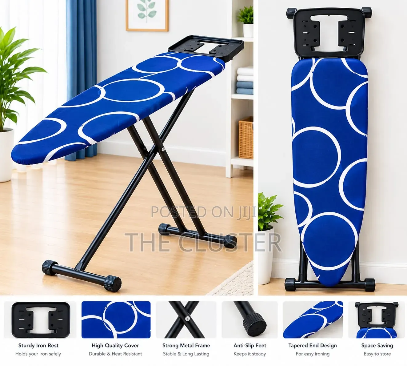 Height 78cm, Length 110cm Metallic Ironing Board