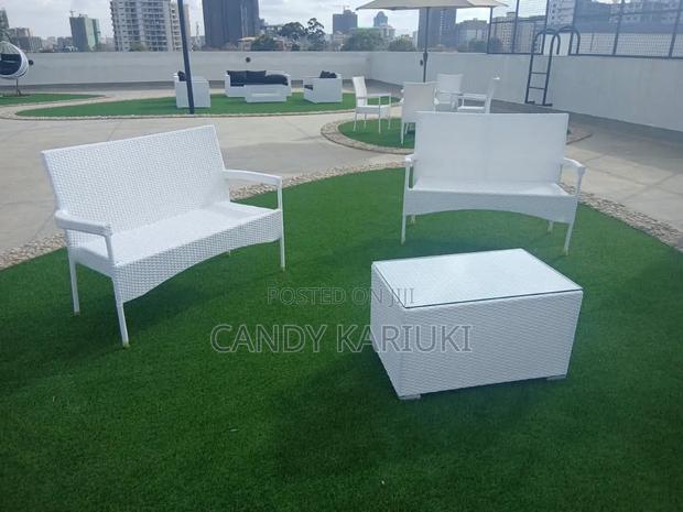 Rattan White Outdoor Bench Set