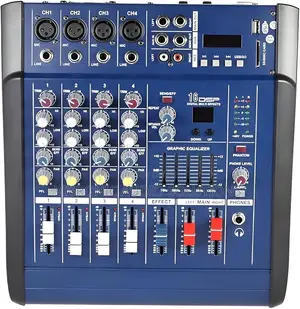 Omax 4 Channels Powered Mixer 1200 Watts , USB , Bluetooth , Aux Phone
